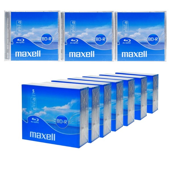 Maxell BD-R BluRay 4X 25GB SL SingleLayer 1PK 10mm JewelCase (50pcs box)